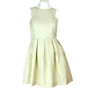 F21 Cream & Gold Shimmery Fit & Flare Party Dress